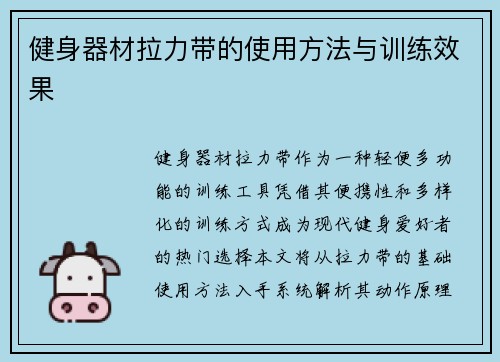 健身器材拉力带的使用方法与训练效果